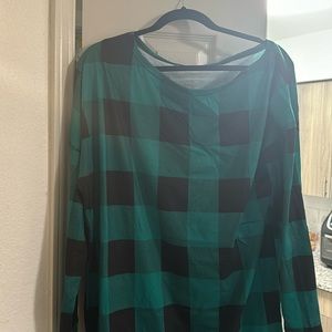 Green and black off the shoulder shirt